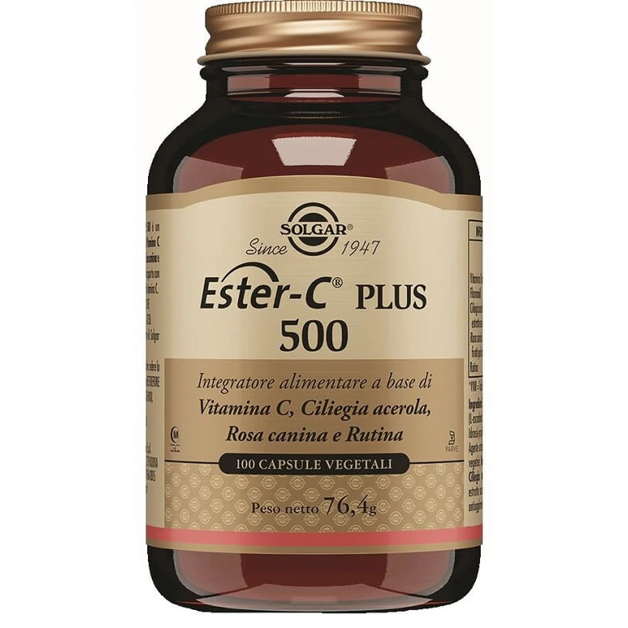Solgar Ester-C Plus 500 Vitamine C-Supplement met Acerola en Rozenbottel - 100 Capsules