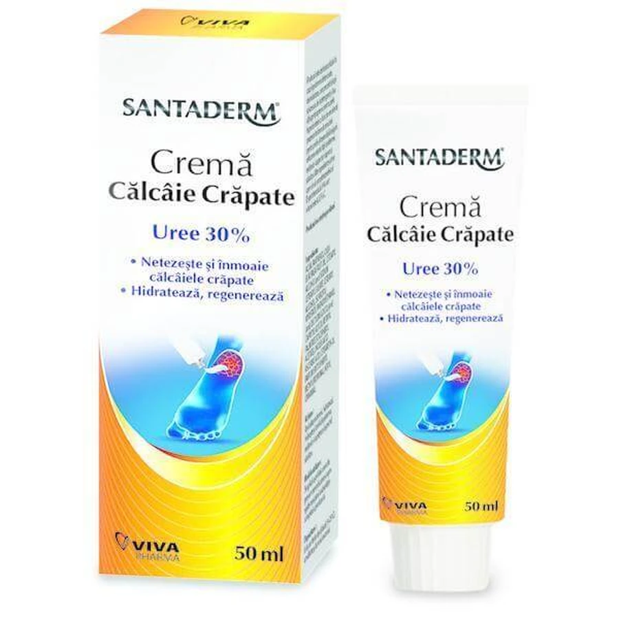 Cream with 30% urea for cracked heels Santaderm, 50 ml, Viva Pharma