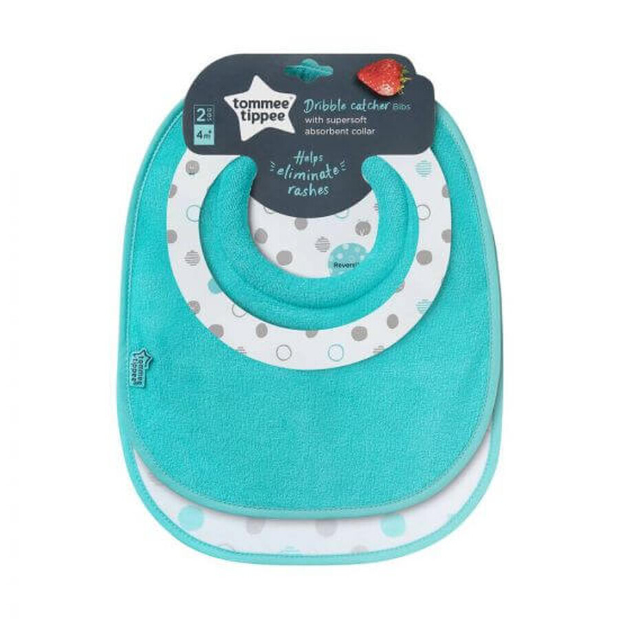 Bavaglino Dribble Catcher, 4 mesi+, Turchese, 2 pezzi, Tommee Tippee