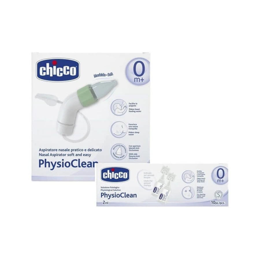 Aspirator nazal Chicco + Kit apă fiziologică