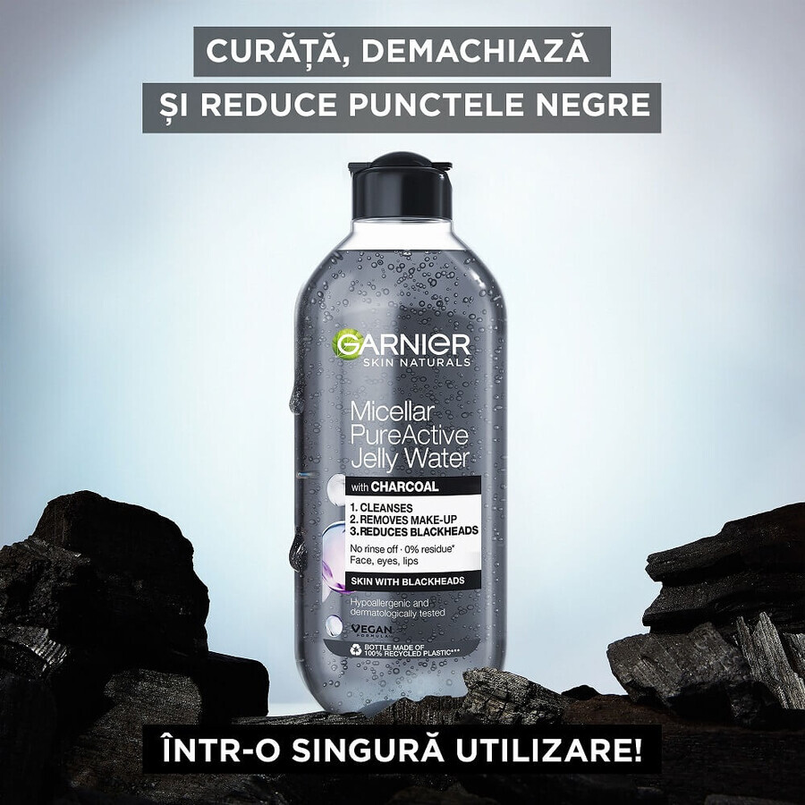 Apa micelara cu textura de gel imbogatita acid salicilic si carbune activ Skin Naturals, 400 ml, Garnier