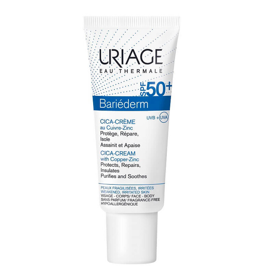 Crème avec SPF 50+ Bariederm Cica, 40 ml, Uriage