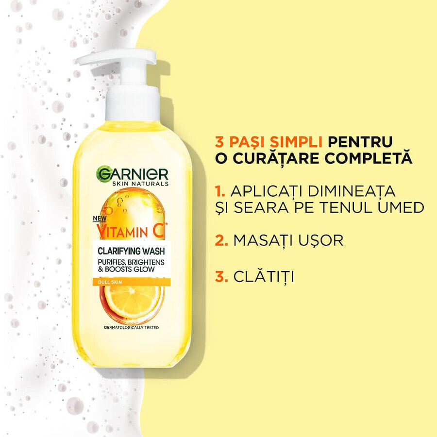 Gel limpiador enriquecido con vitamina C y extracto de limón Skin Naturals, 200 ml, Garnier