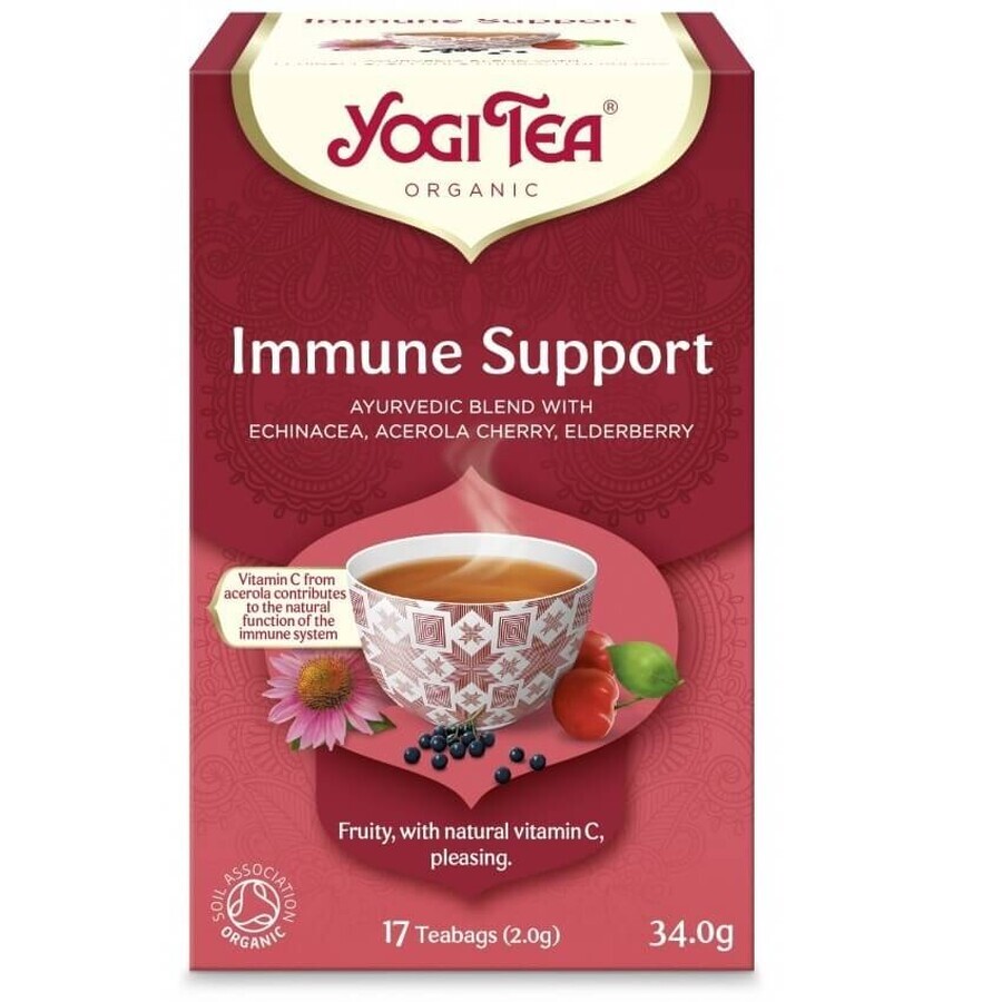 Organic Immune Support Tea + Organic Echinacea Theepakket, 17 builtjes + 17 builtjes, Yogi Tea