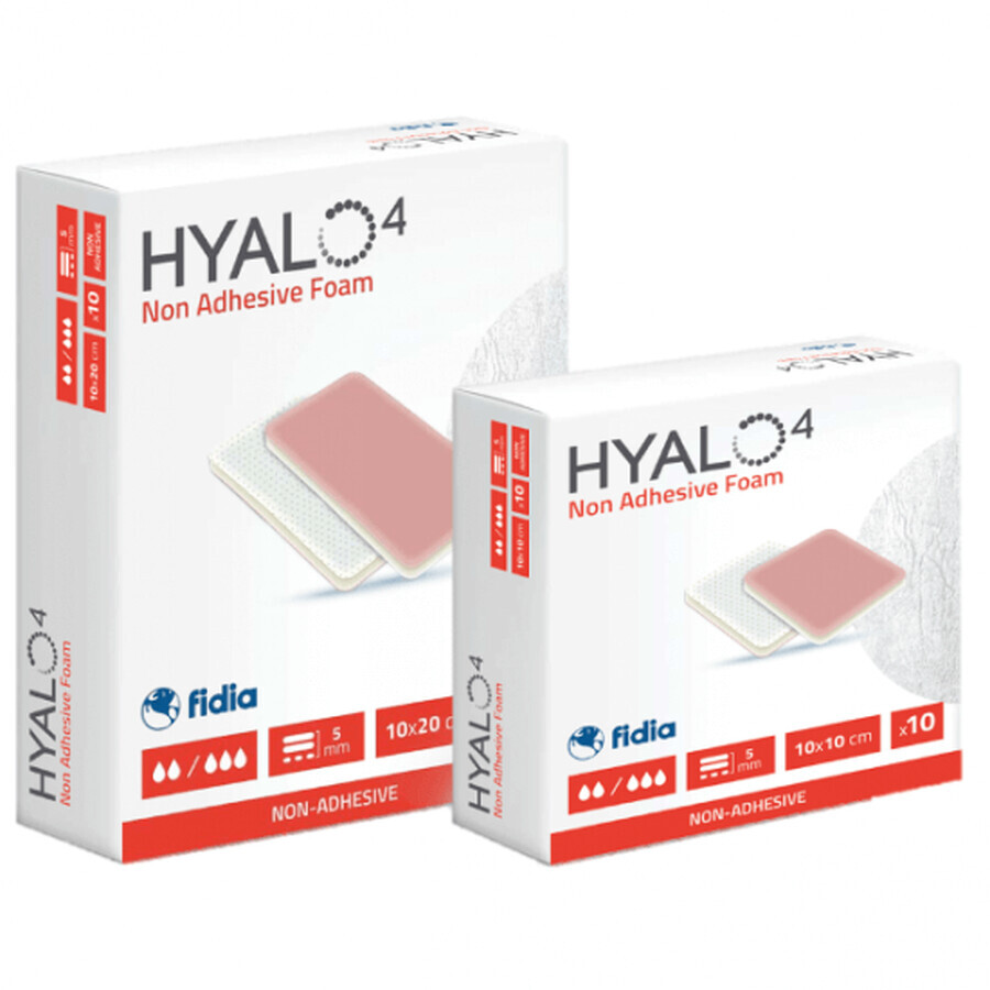 Hyalo4 niet-hechtend schuimverband, 10x10 cm, 10 stuks, Fidia Farmaceutici