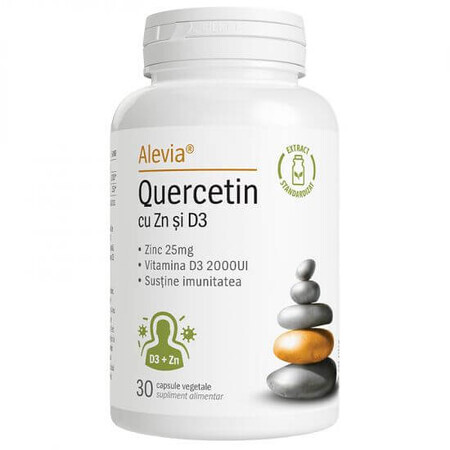 Quercetin with Zn and Vitamin D3, 30 vegetarian capsules, Alevia