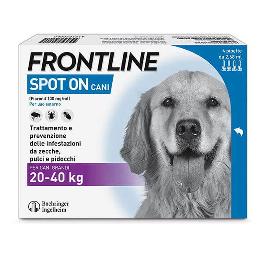 Frontline Spot On Cani x4 Pipette, Antiparassitario per Cani e Cuccioli (20-40Kg)