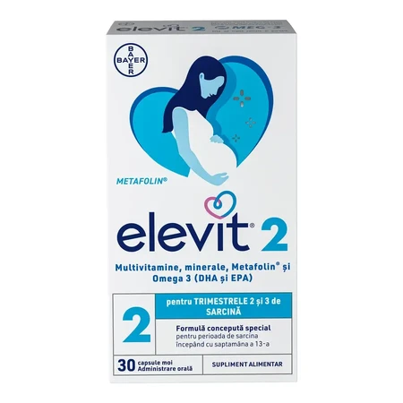 Elevit 2, Multivitamine für die Schwangerschaft - 2. und 3. Schwangerschaftsdrittel, 2x30 Kapseln, Bayer