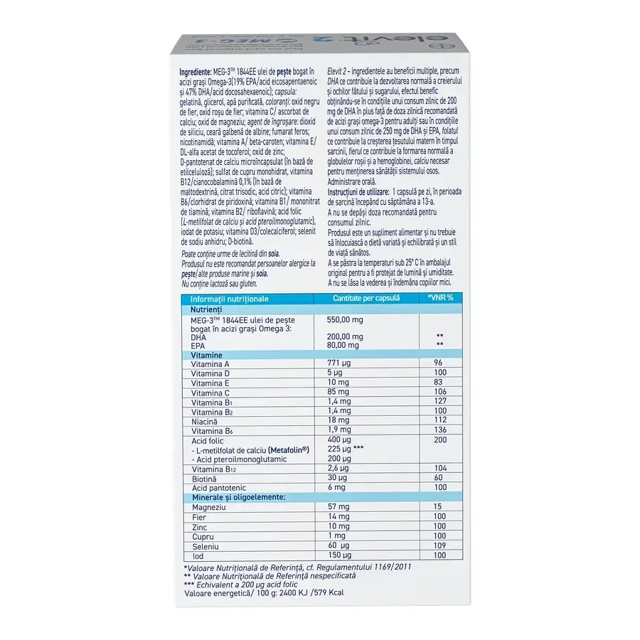 Elevit 2, Multivitamine für die Schwangerschaft - 2. und 3. Schwangerschaftsdrittel, 2x30 Kapseln, Bayer