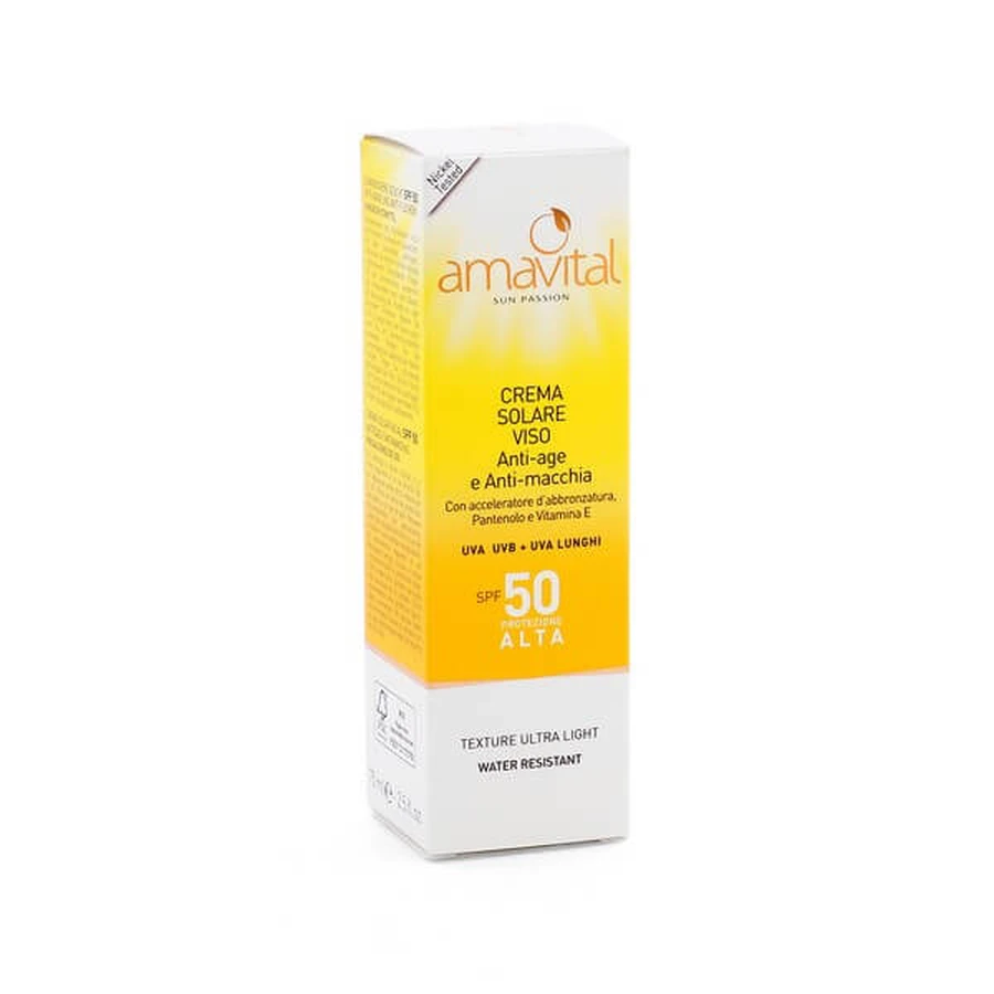 Amavital Cremă solară facială SPF50 - Anti-îmbătrânire și anti-pete întunecate 75 ml