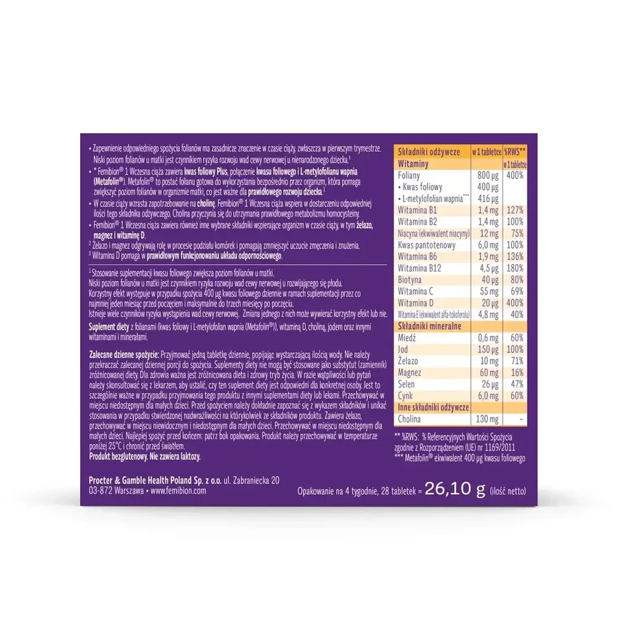 Femibion 1 Vroege Zwangerschap, 2x28 tabletten, PG