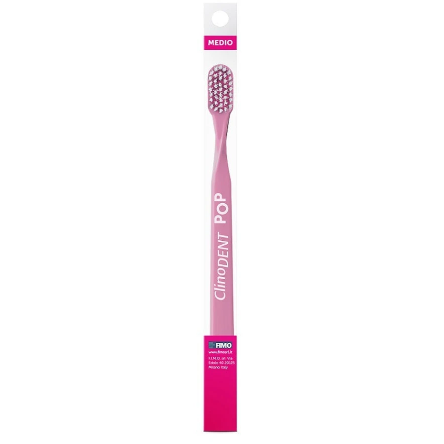 Clinodent Brosse à dents rose moyenne