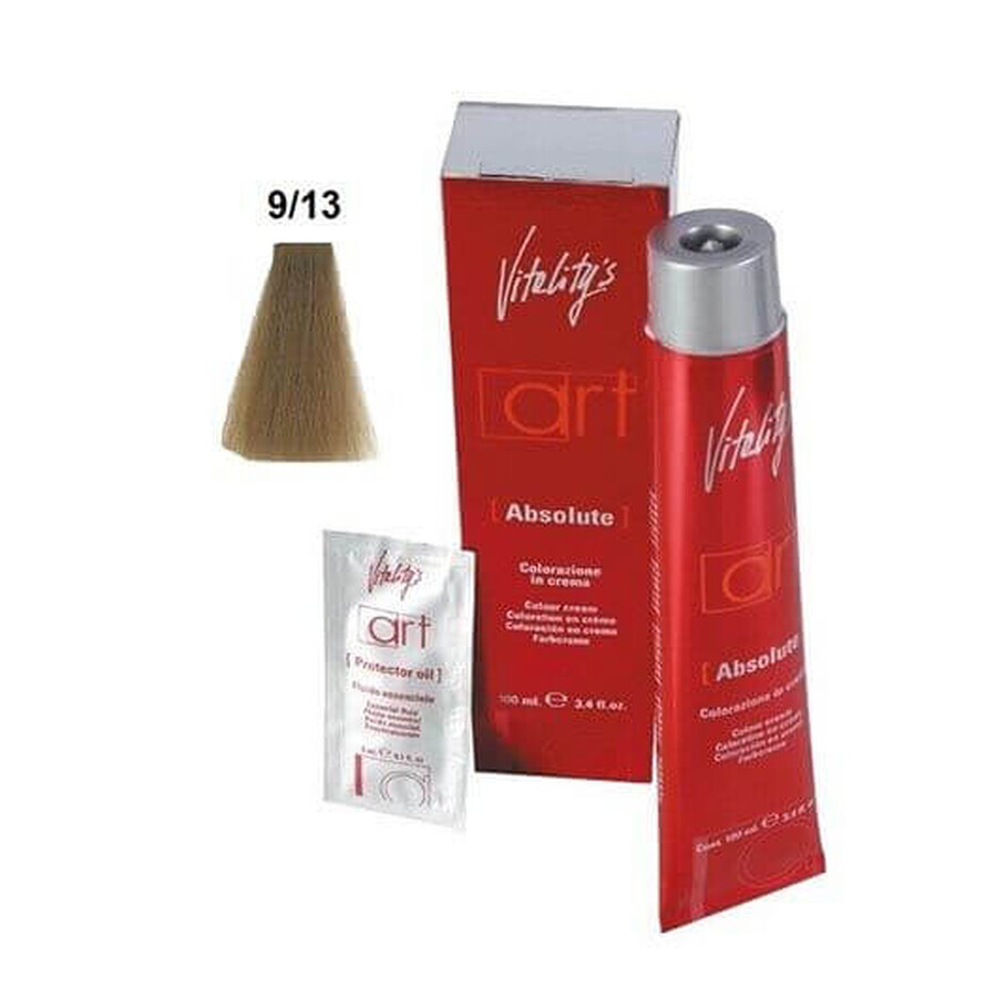 Tintura per capelli permanente Vitality's Art Absolute con ammoniaca 9.13 Biondo Super Chiaro Grigio Dorato 100ml