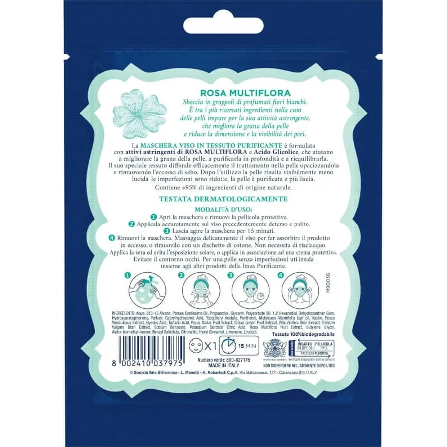Zuiverend rozenwater - matterend anti-imperfectie stoffen gezichtsmasker