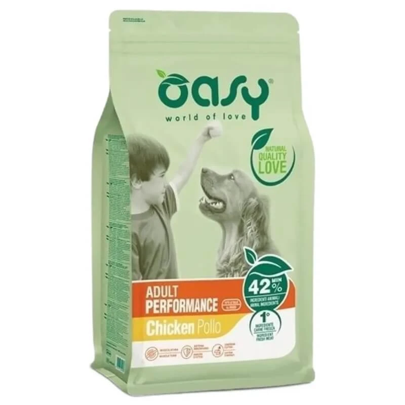 Oasy Adult Performance met kip - volledig droogvoer voor volwassen honden met intensieve activiteit 3 kg
