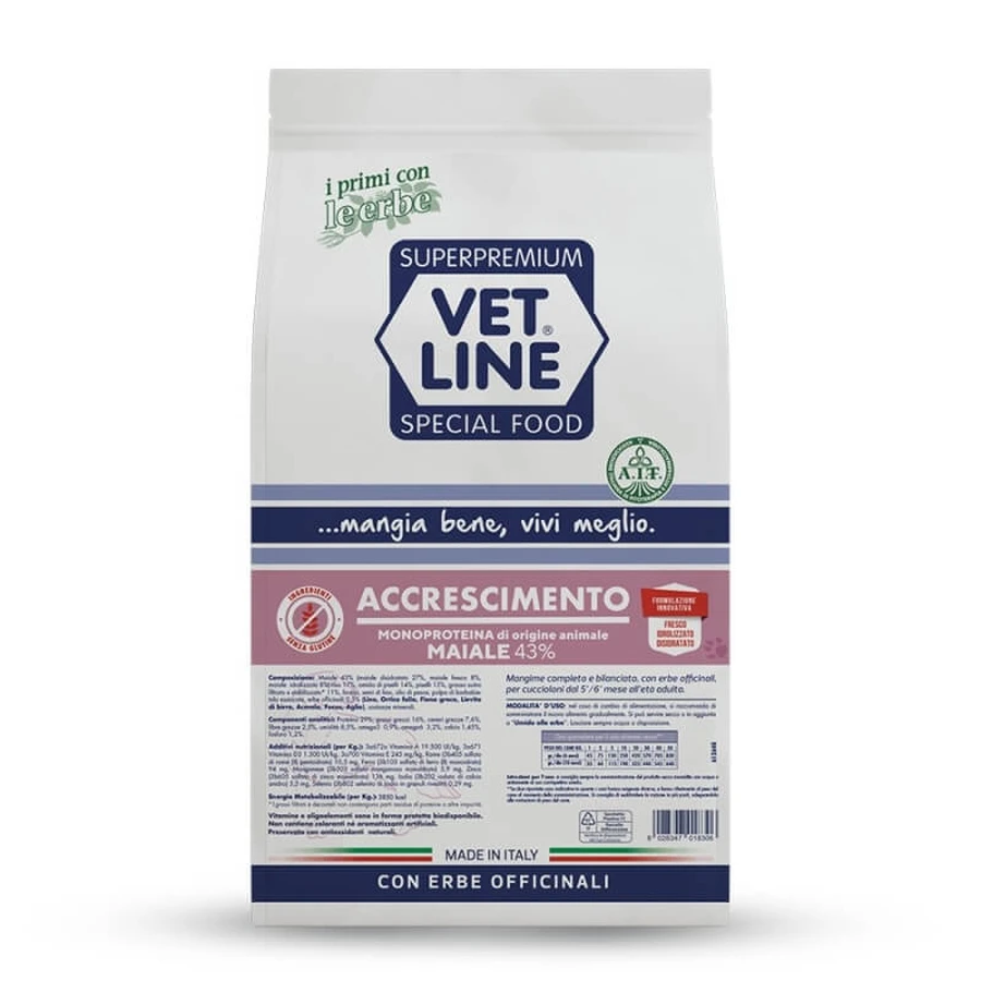 Vet line Accrescimento al maiale - aliment complet pour chiens 3 kg