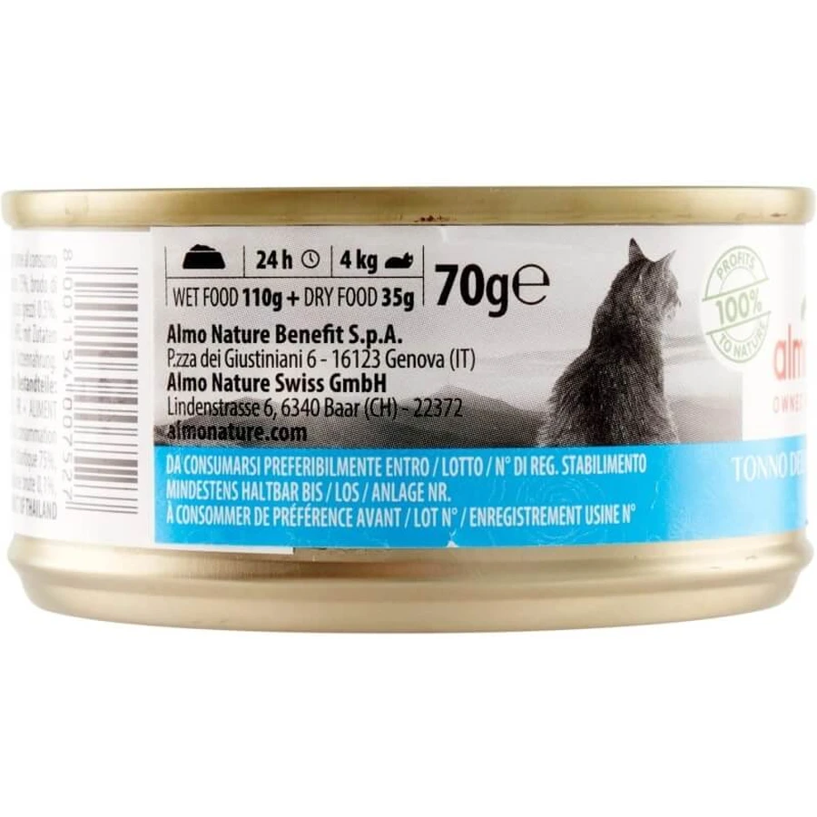 Almo nature Hfc natuurlijke Atlantische tonijn - natvoer voor volwassen katten 70 gr