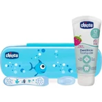 Chicco niebieski zestaw do higieny jamy ustnej etui ze szczoteczką + pasta do zębów truskawka 12m+: ceny i cechy