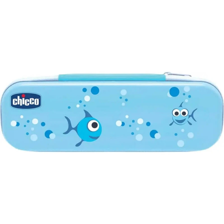 Chicco niebieski zestaw do higieny jamy ustnej etui ze szczoteczką + pasta do zębów truskawka 12m+: ceny i cechy