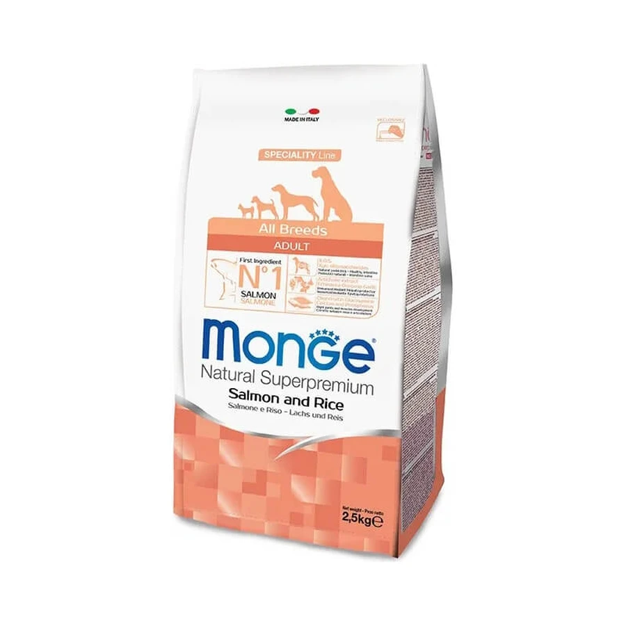 Monge Natural superpremium adult alle rassen zalm en rijst droog hondenvoer 2.5 kg