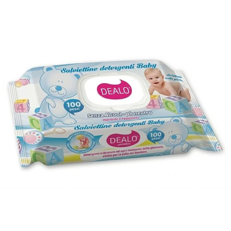 Dealo lingettes nettoyantes pour bébé - 100 lingettes multi-usages pour peaux sensibles