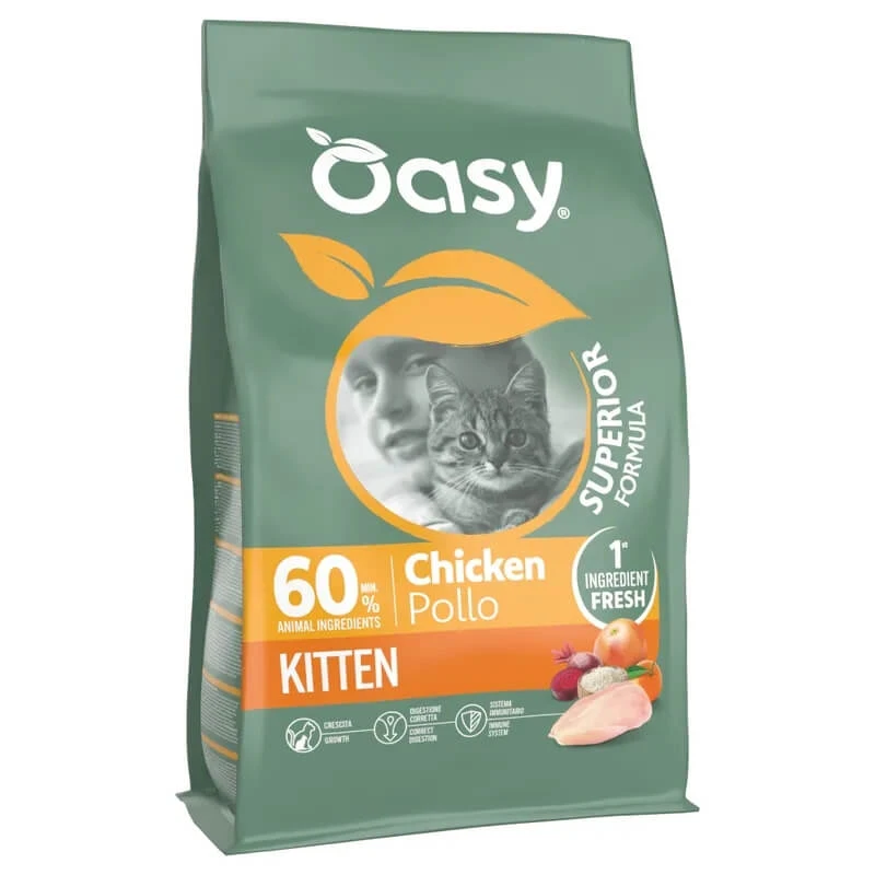 Oasy Kitten superieure kippenvoeding - volledige voeding voor drachtige en zogende kittens en katten 1.5 kg