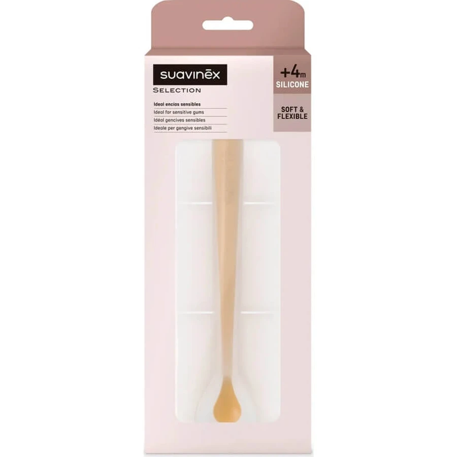 Suavinex selection color essence 4m+ - siliconen lepel - mango