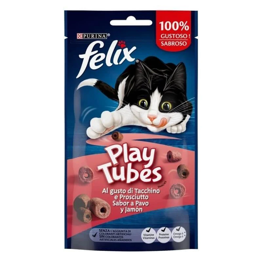 Purina felix play tubes tacchino e prosciutto - snack per gatti adulti 50 gr