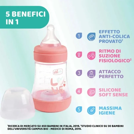 Chicco perfect 5 pink - slow flow baby bottle 150 ml