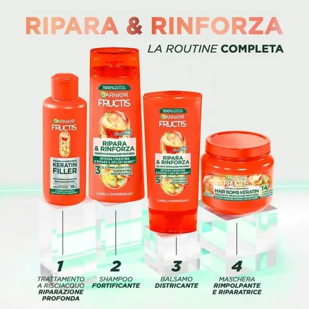 Fructis Repairs&amp;strengthens keratinevuller - behandeling voor beschadigd haar 200 ml