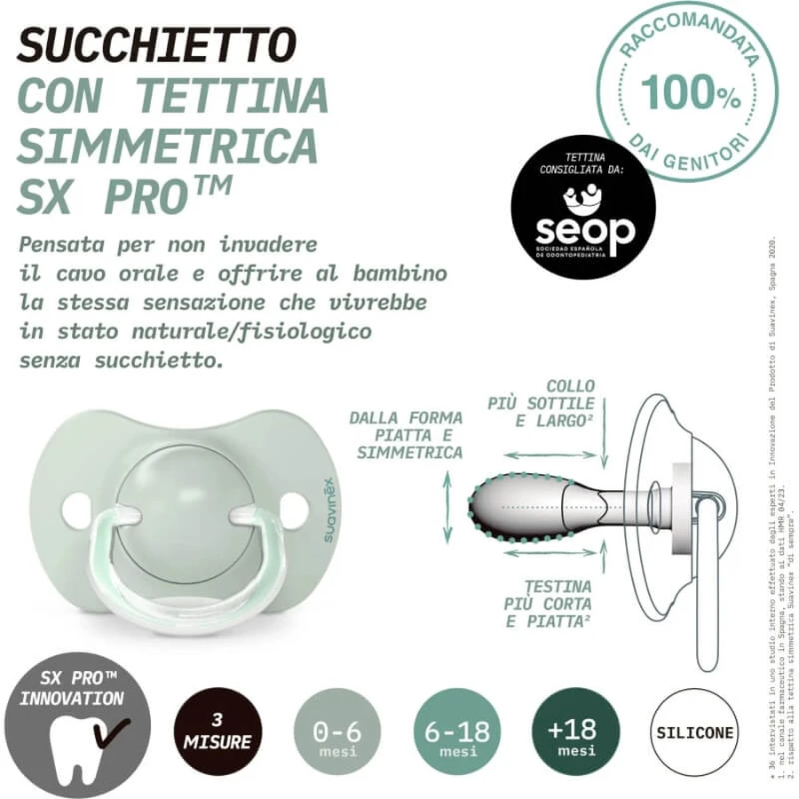 Suavinex dreams - 2 sucettes en silicone 6-18 mois - bleu clair