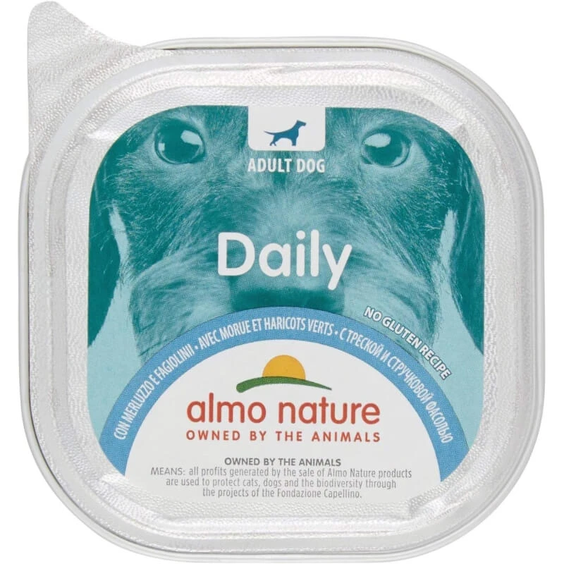 Almo nature Dagmenu kabeljauw en sperziebonen - volledige voeding voor volwassen honden 100 gr