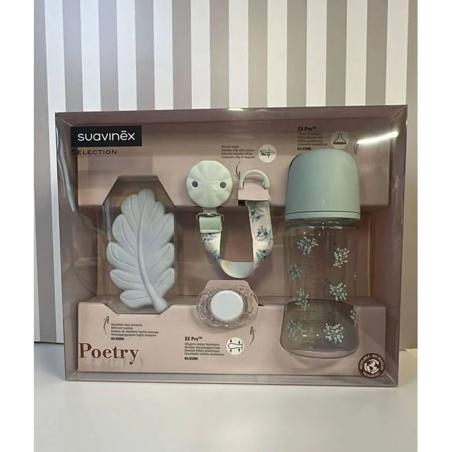 Suavinex poetry - baby bottle gift set light blue