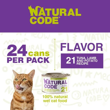 Natural code 21 ton, miel și cartofi - hrană completă pentru pisici adulte 85 g