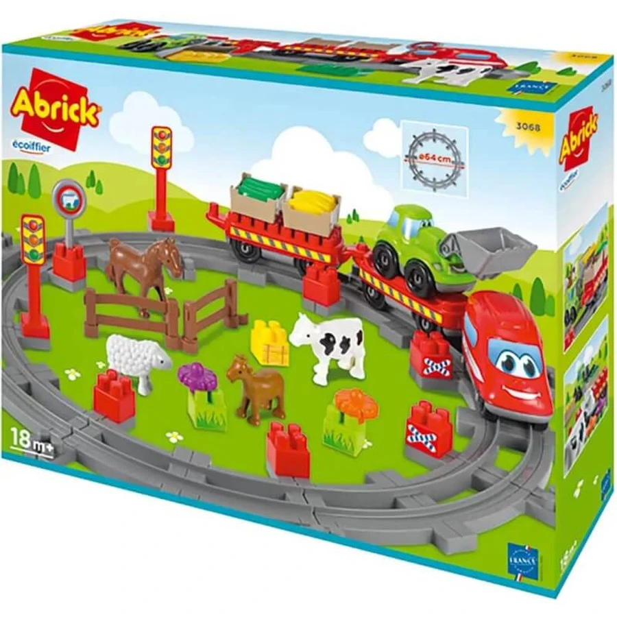 Ecoiffier New abrick - landelijke trein met een voertuig en 4 dieren