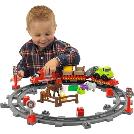 Ecoiffier New abrick - landelijke trein met een voertuig en 4 dieren