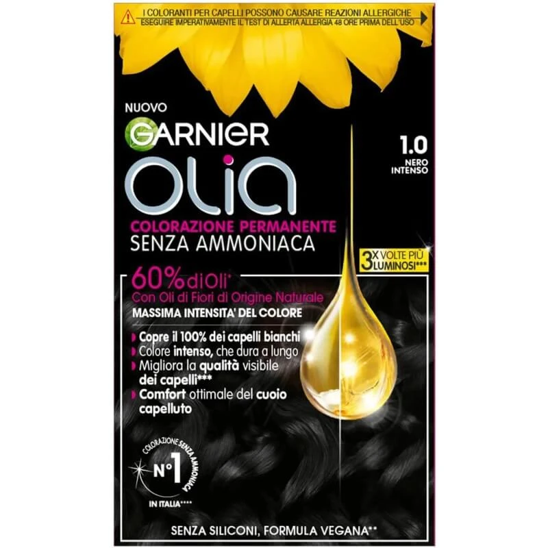 Garnier olia - ammoniakvrije permanente kleuring nr. 1.0 diepzwart