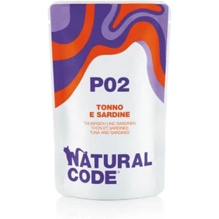 Natural code P02 thon et sardines - aliment complémentaire pour chats adultes 70 gr.