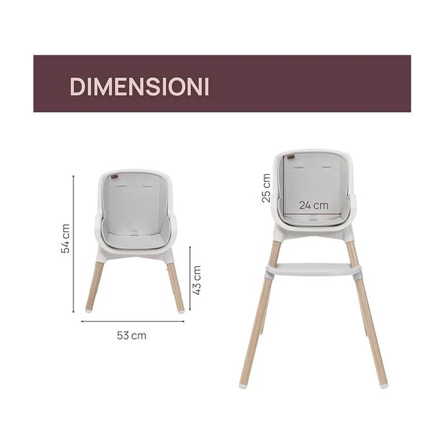 Chicco zest plus - 3-in-1 evolutionaire kinderstoel details hout en grijs