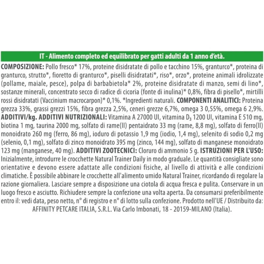 Natural trainer Daily nutrition adult fresh chicken - aliment complet pour chats adultes 3 kg