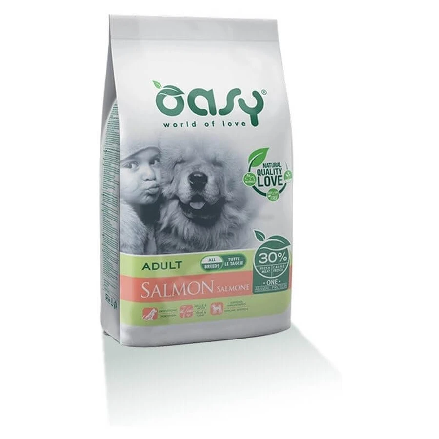 Oasy Adult one protein medium large salmon - pełnoporcjowa karma dla dorosłych średnich i dużych psów 2,5 kg: ceny i cechy