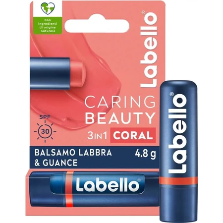 Labello caring beauty spf30 - balsam do ust i policzków 3w1 - koralowy: ceny i cechy