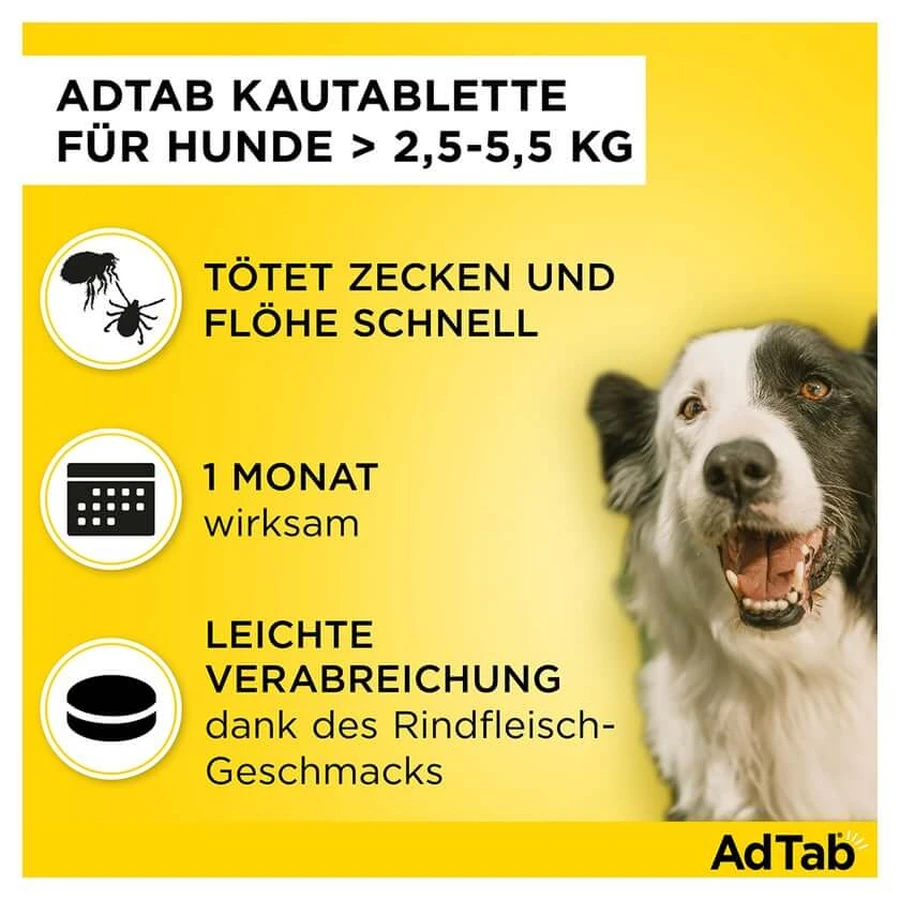AdTab Hund 2,5 - 5,5 kg Kautablette 3 St