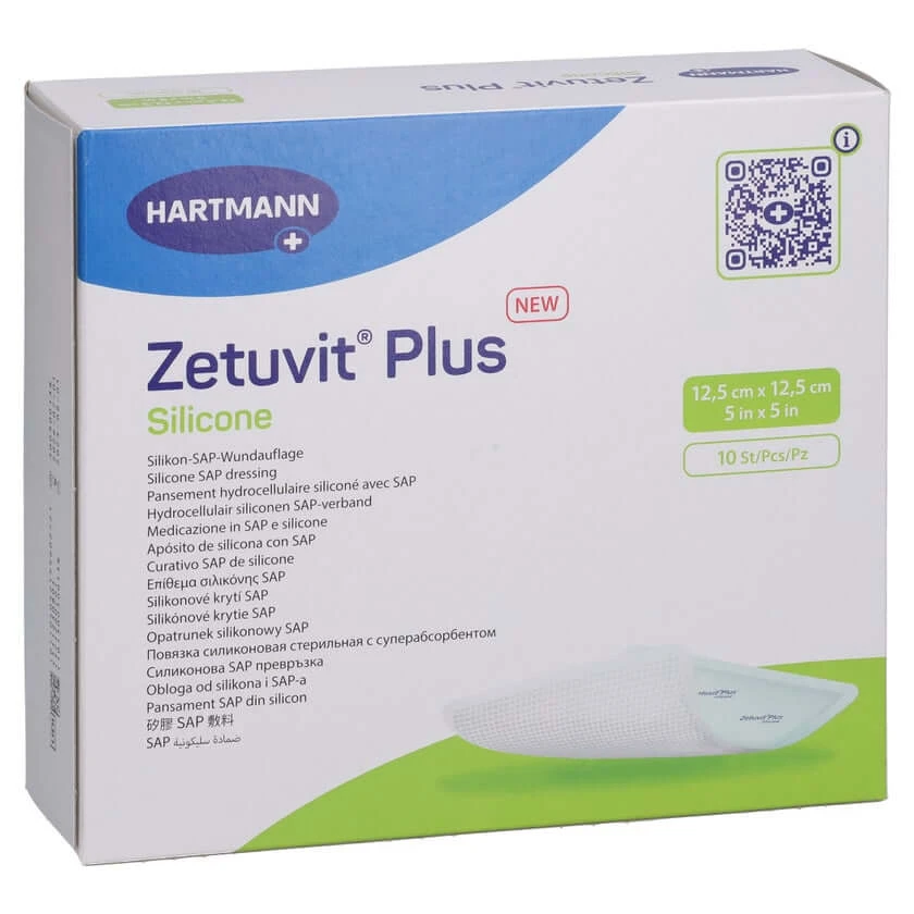 Zetuvit Plus Silicone Steriel 12,5x12,5 cm 10 st.
