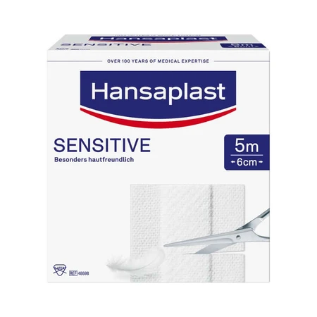 Hansaplast Sensitive pleisterrol, 5m x 6cm 1 st