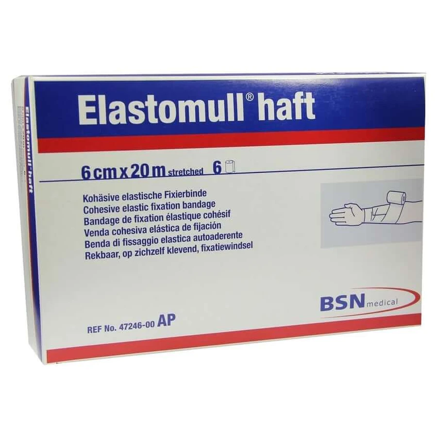 Elastomull adhésif 6 cmx20 m bandage de fixation 6 pcs.
