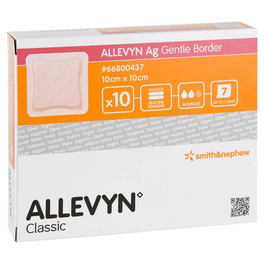 Allevyn Ag Gentle Border 10x10 cm wondverband 10 st.