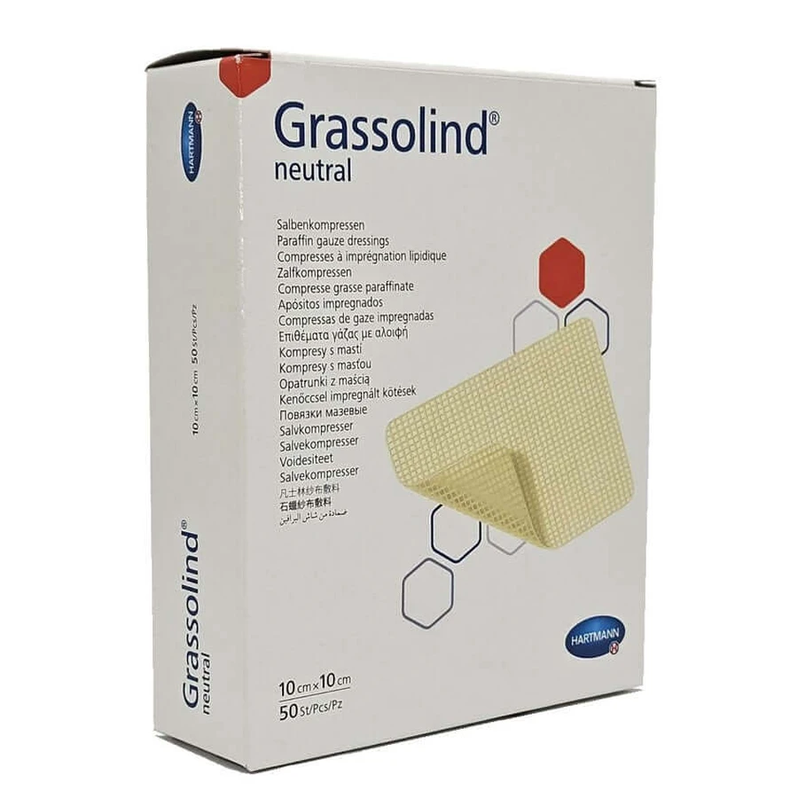 Grassolind zalfkompressen 10x10 cm ste 50 st.