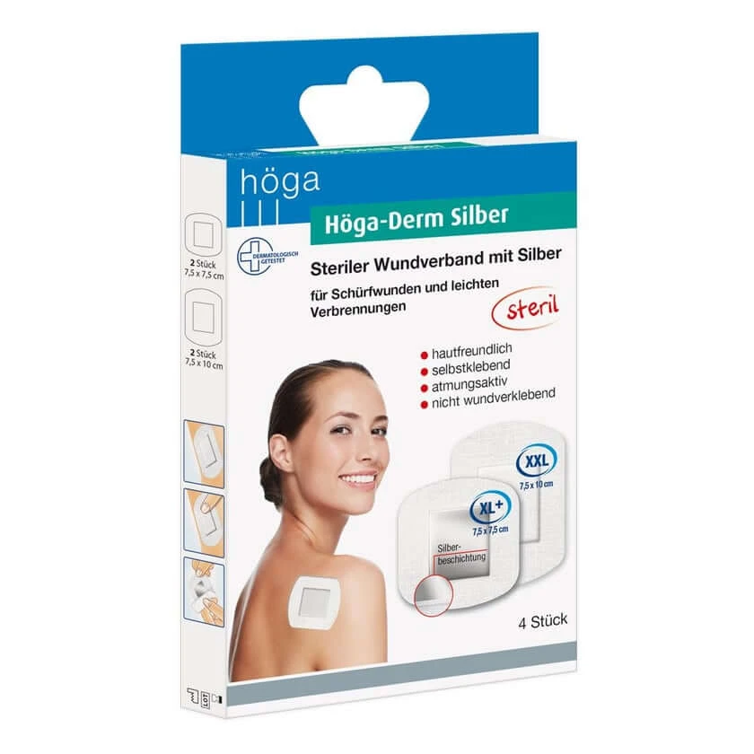 Höga-derm zilver wondverband met zilver 4 st.