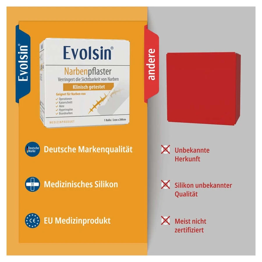 Evolsin littekenpleister 2 cmx200 cm 1 st